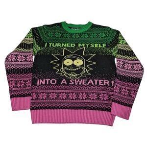 Cartoon Network Black, Green, and Pink Graphic Crewneck Sweater